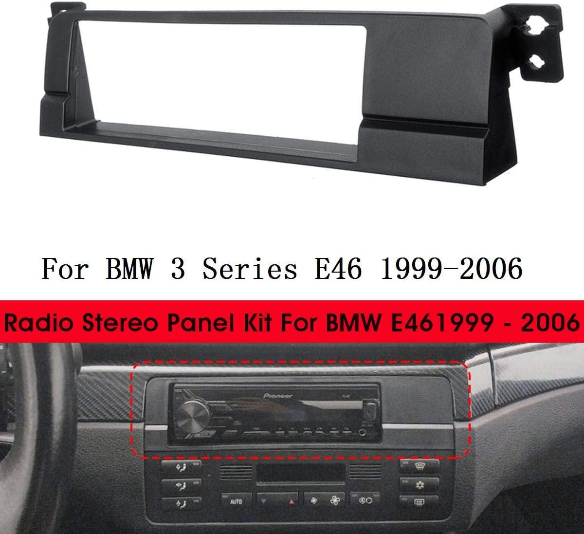 YuYue Electronic, 1 Din Car Radio Stereo Fascia Panel Frame Plate CD DVD Dash Audio Cover Trim Adapter Compatible with BMW 3 Series E46 1999-2006