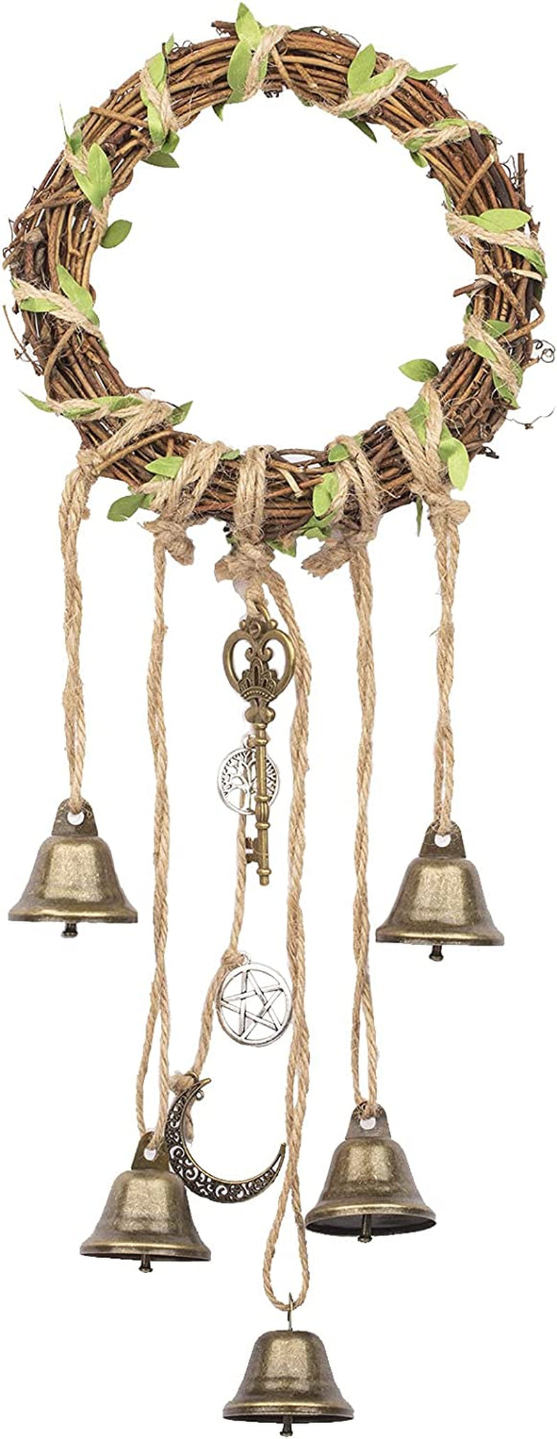 Abctec, 1 PC Witch Bell Door Hanger plus Size 6" Magic Home Protection Attracts Positive,Wicca Decor,Witchcraft Supplies Entry Way Hanging Pendants Bells