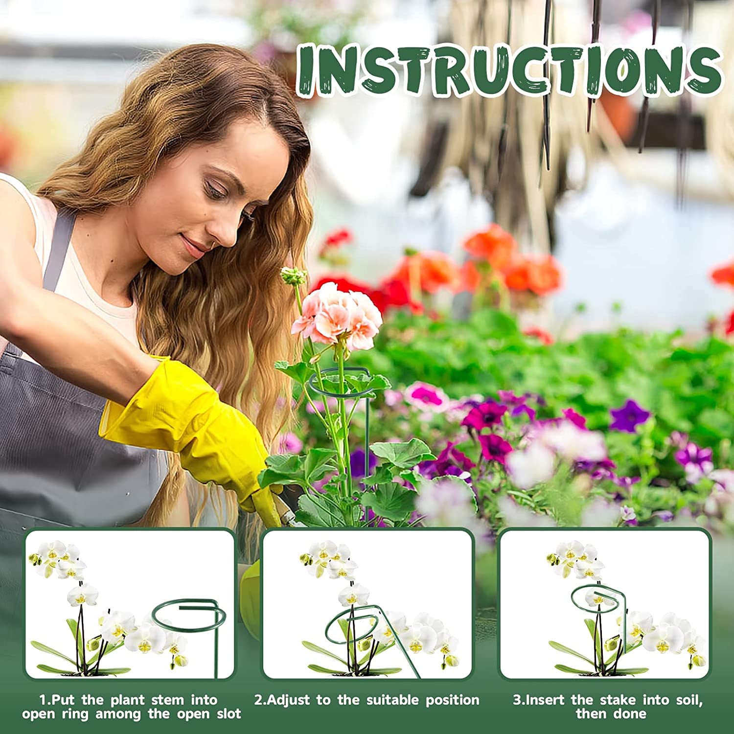 SZMDLX, 10 PCS Plants Support Stake, Small Circular Garden Single Stem Flowers Support Stake Rings, for Small or Single Stem Plants, Rose, Lily, Peony, Flowers Amaryllis