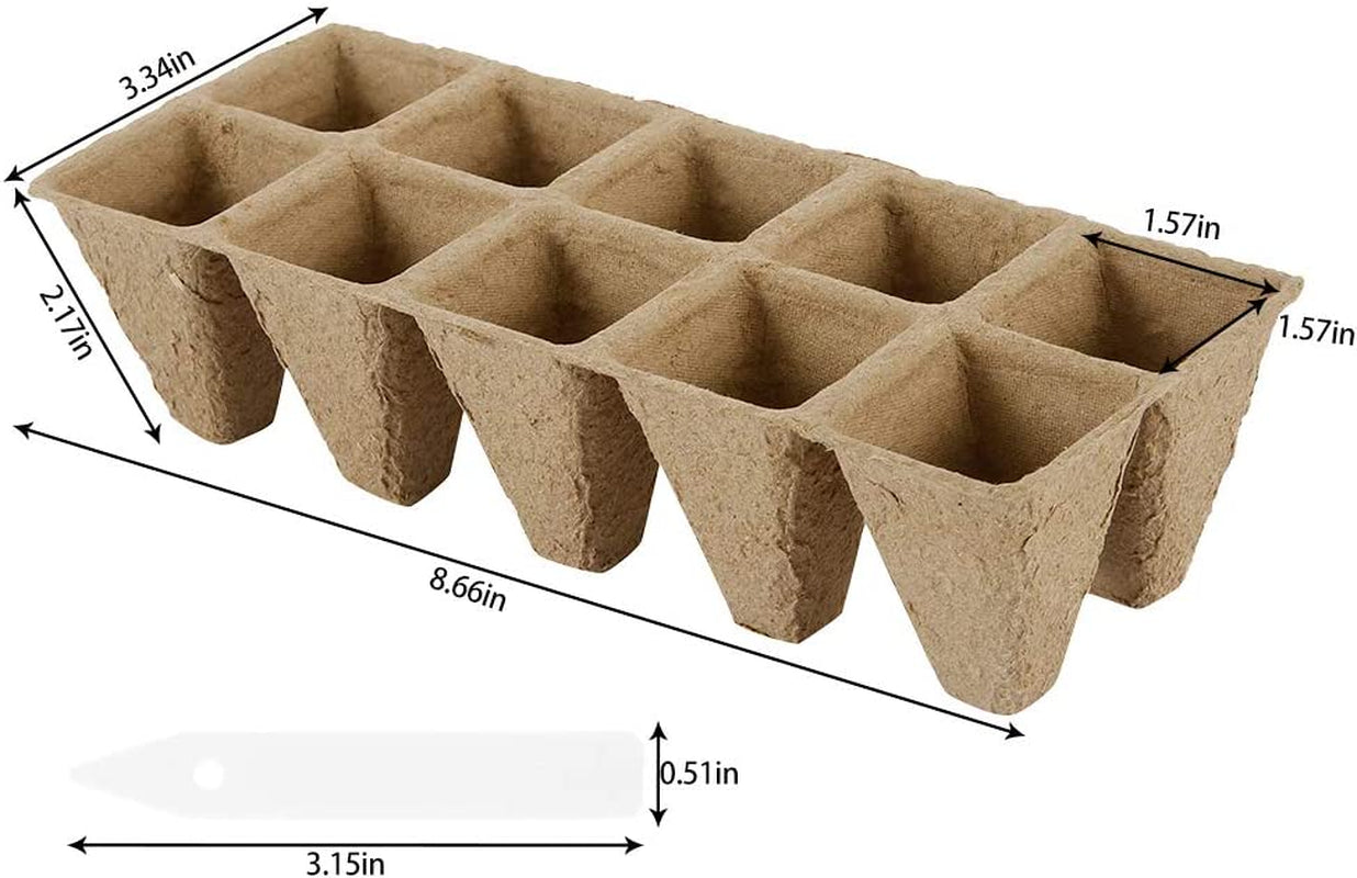 hanyunpeiyuan, 10 Pack Seed Starter Tray 100 Cell Peat Pots Kits Transplant Seedlings Pots Biodegradable Paper Plant Pots for Seedlings Seed Starter Nursery Pots with 10 Plant Labels