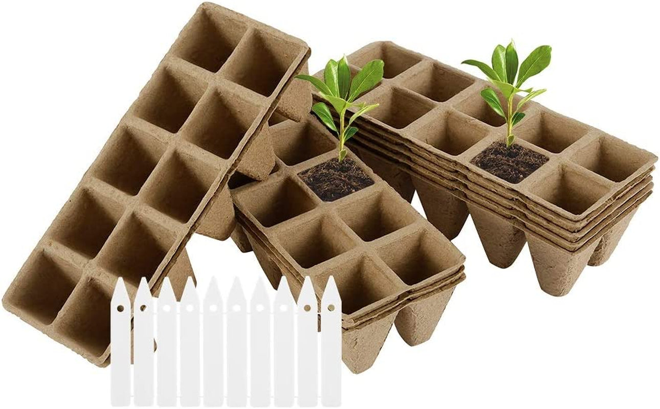 hanyunpeiyuan, 10 Pack Seed Starter Tray 100 Cell Peat Pots Kits Transplant Seedlings Pots Biodegradable Paper Plant Pots for Seedlings Seed Starter Nursery Pots with 10 Plant Labels