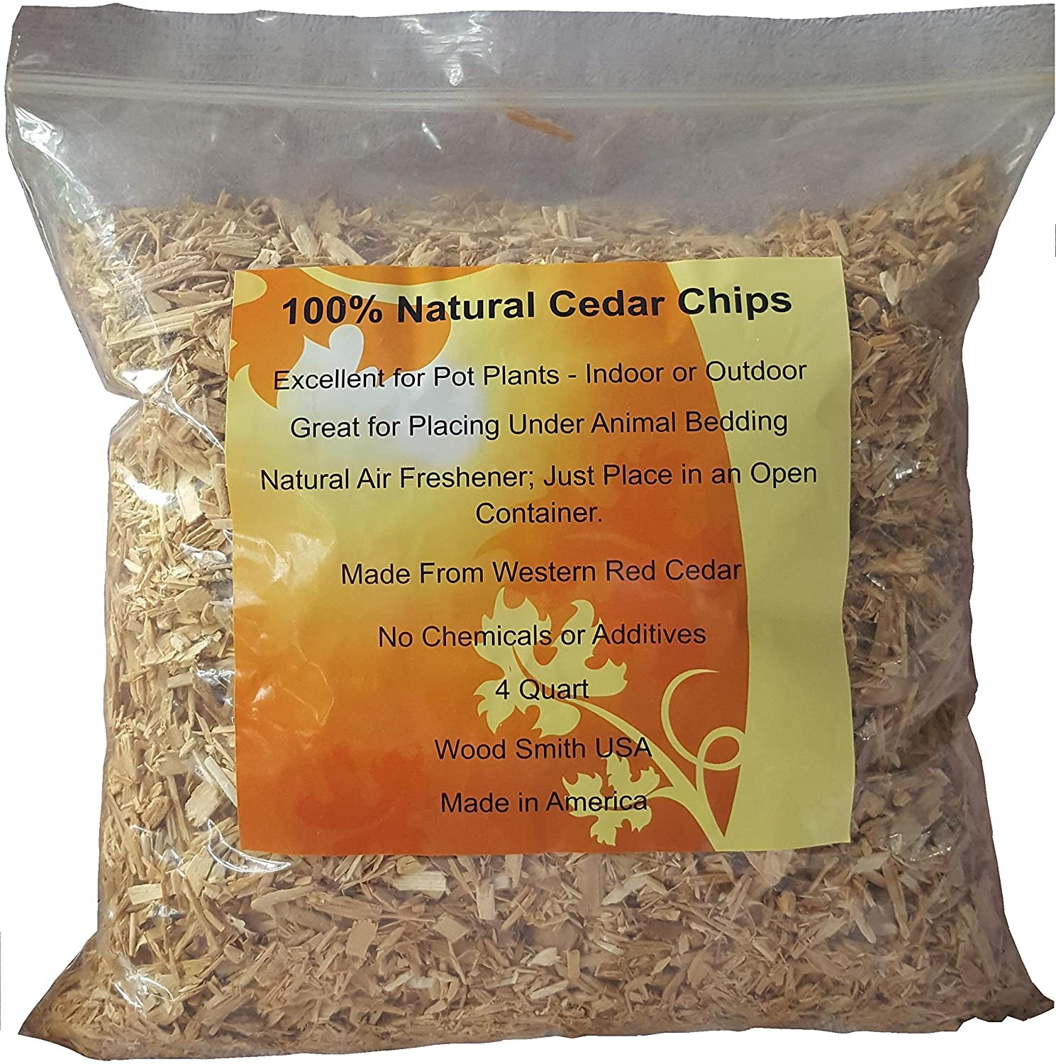 Wood Smith USA, 100% Natural Cedar Shavings | Mulch | Great for Outdoors or Indoor Potted Plants (16 QT Cedar Shavings)