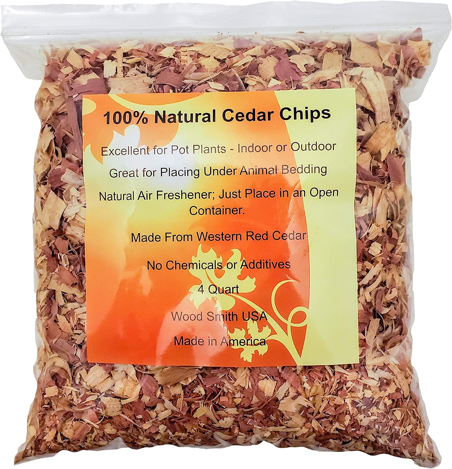 Wood Smith USA, 100% Natural Cedar Shavings | Mulch | Great for Outdoors or Indoor Potted Plants (16 QT Cedar Shavings)