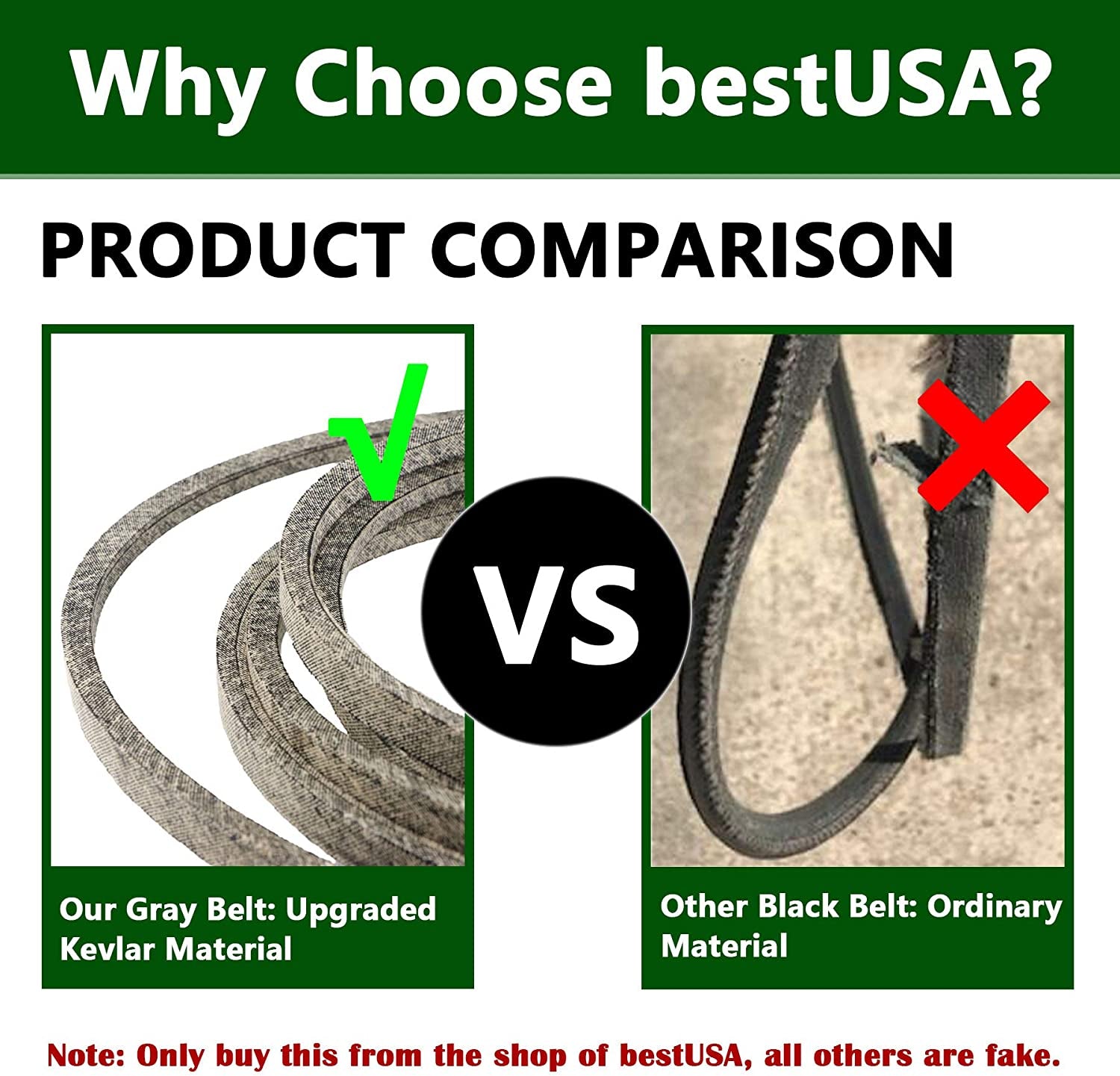 BestUSA, 1/2 X 146 1/4 Inch Kevlar Mower Deck Belt for John Deere M154621