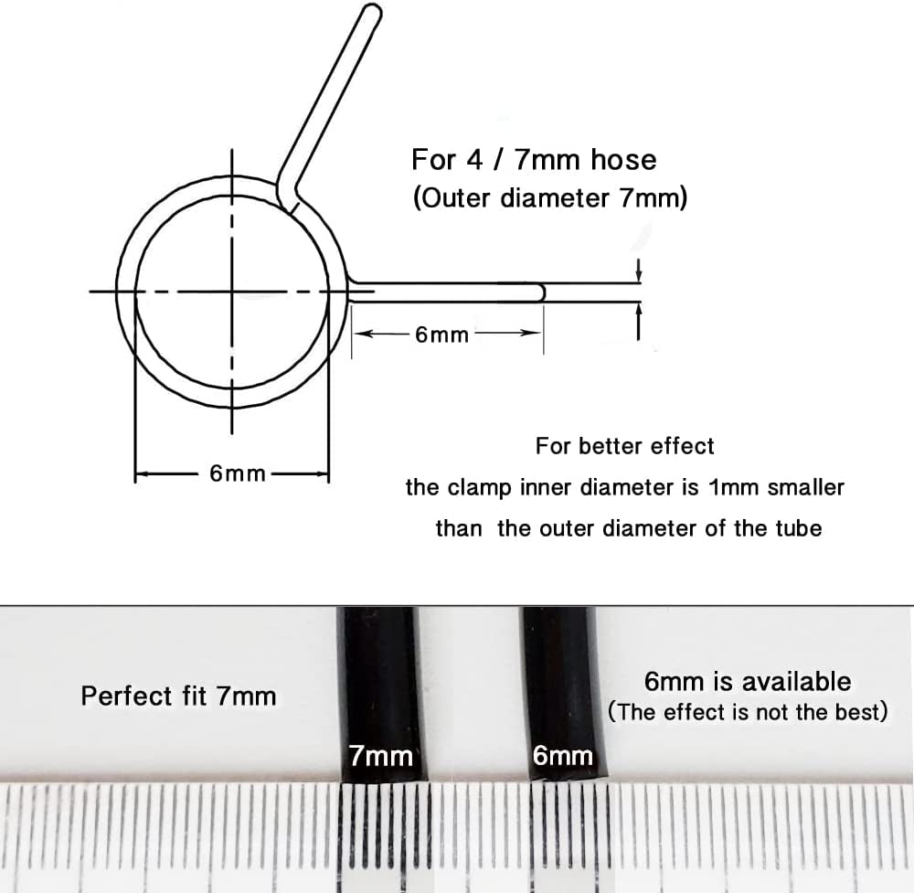 Hee, 1/4" Irrigation Hose Clamp, Firm and Leak-Proof, Easy to Install, Solution for Leaking of Irrigation Kit Connector, Irrigation Fitting Kit, 100Pcs