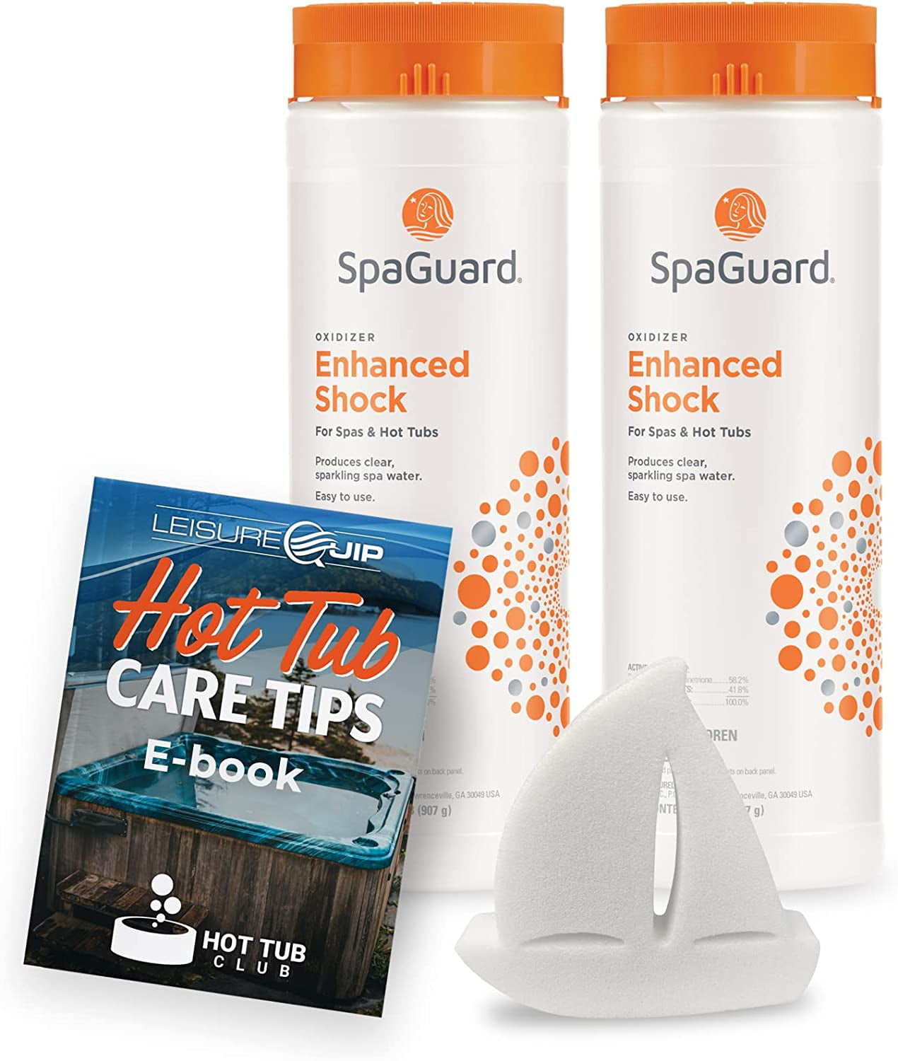 LeisureQuip, 2 Pack Spaguard Enhanced Shock for Spa 2Lb with Scum Absorber and Hot Tub Care E-Book