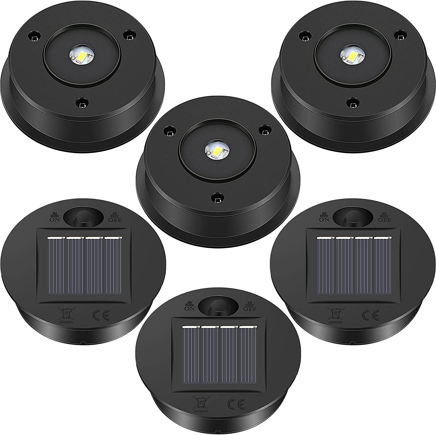 TOODOO, 6 Pieces Solar Lights Replacement Top 7 Lumens Solar Lantern Parts LED Solar Panel Lantern Lid Lights for Outdoor Hanging Solar Lanterns Garden Patio Decor