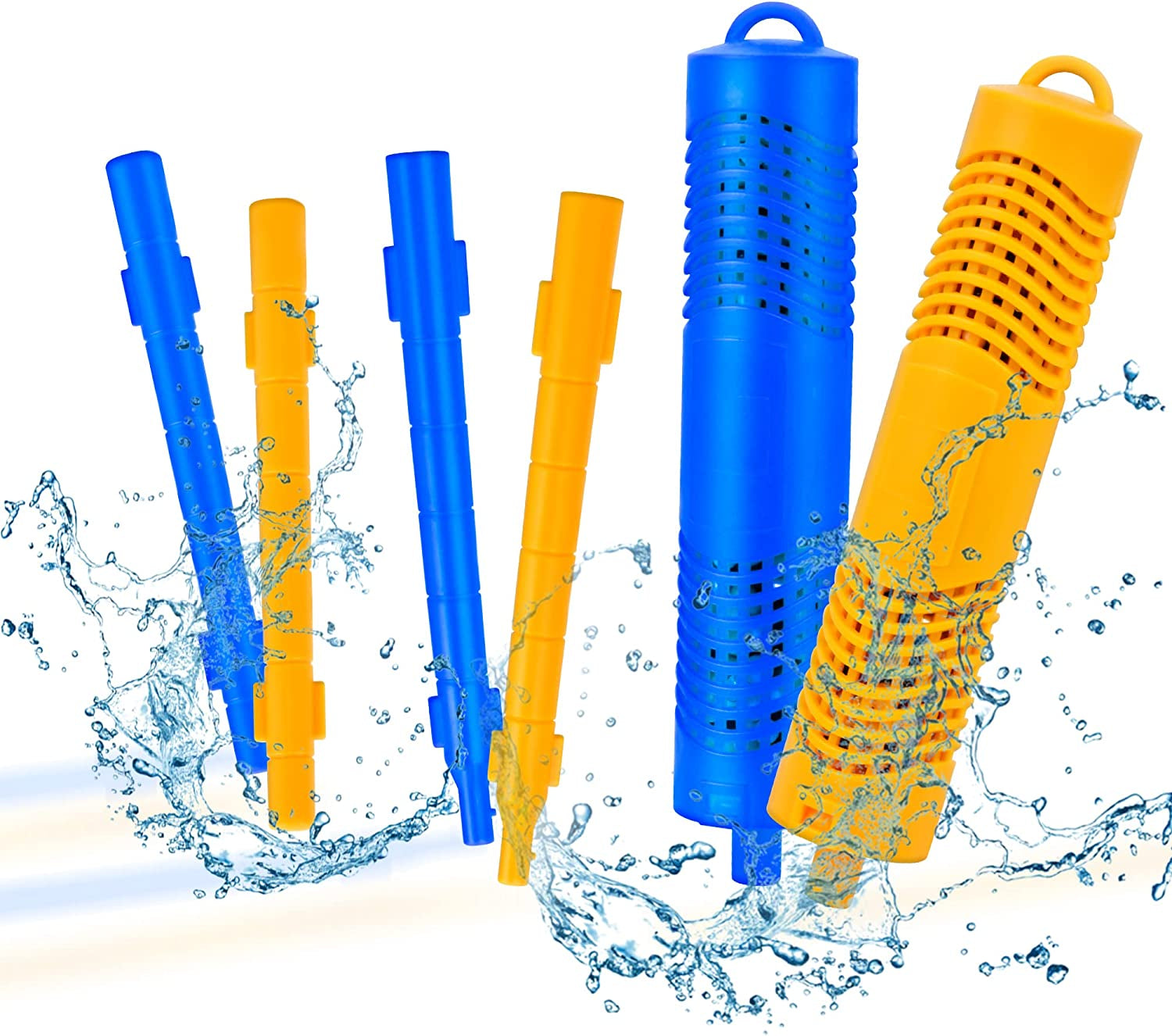 Akamino, Akamino 2 Pack Spa In-Filter Mineral Sticks for Hot Tub Filter Cartridge Spa Swimming Pool Fish Pond, 4 Months Lifetime (Blue & Yellow)